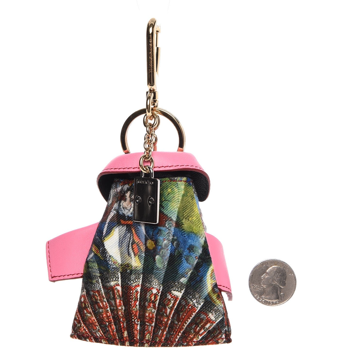 Dolce & Gabbana Lambskin Fabric Printed Coat Key Holder Pink 2 of 8