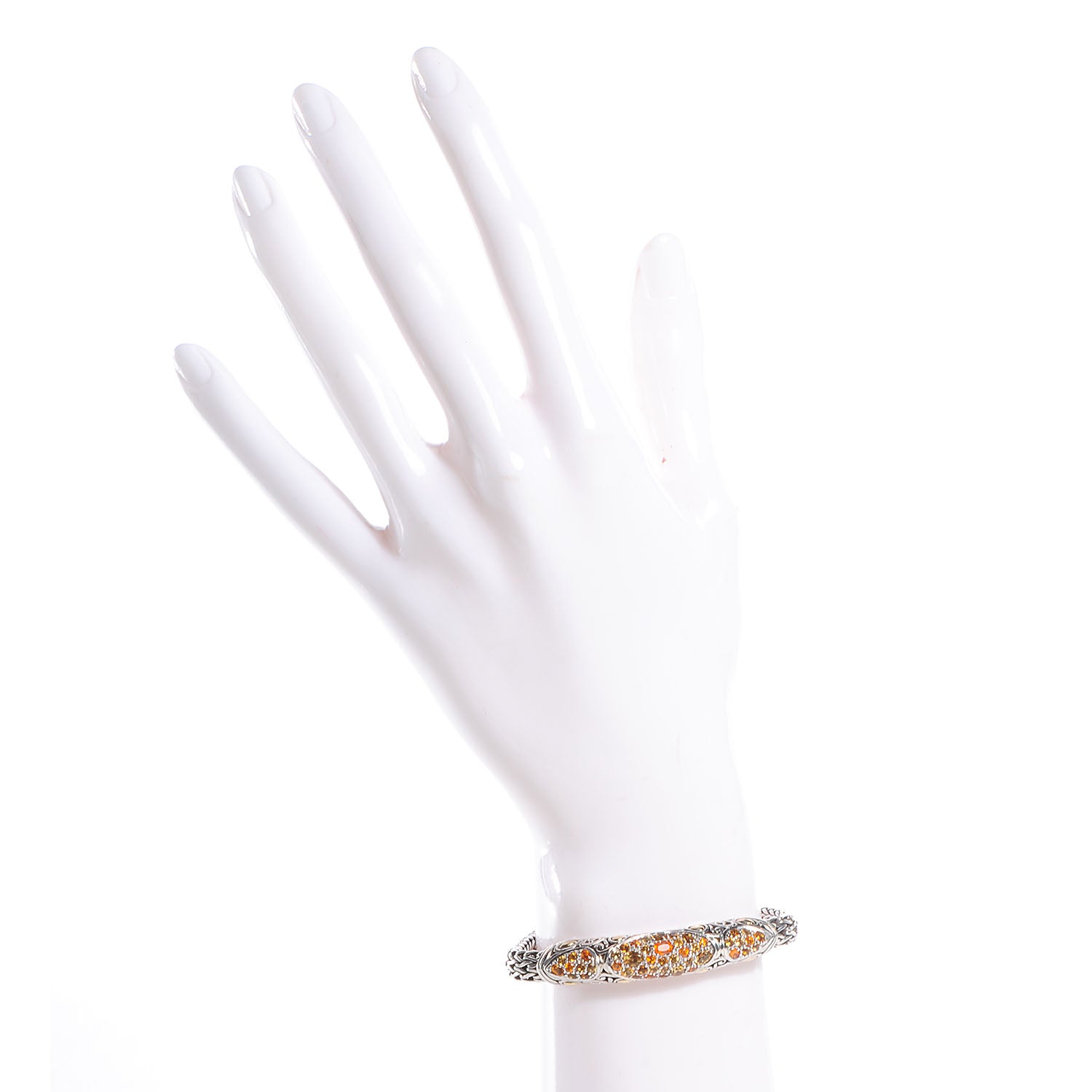 John Hardy Sterling Silver 18k White Gold Citrine Classic Bracelet Medium 2 of 8