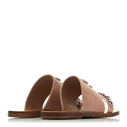 Chanel Velvet Chain Mule Sandals 36 Pink 3 of 4