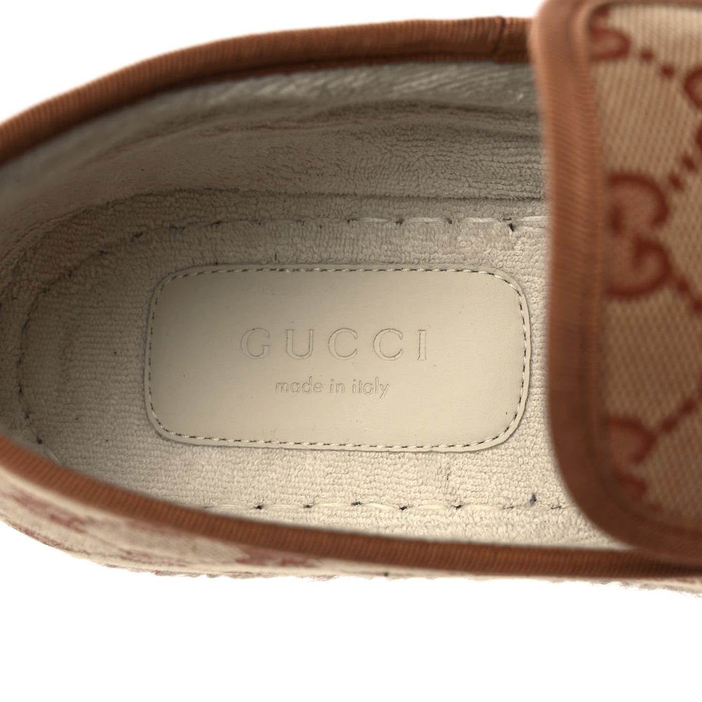GG Monogram Womens Fria Horsebit Loafers 40 Beige Ruggine