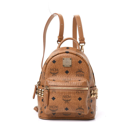 MCM Visetos Side Stud X-Mini Stark Backpack Cognac 1 of 8