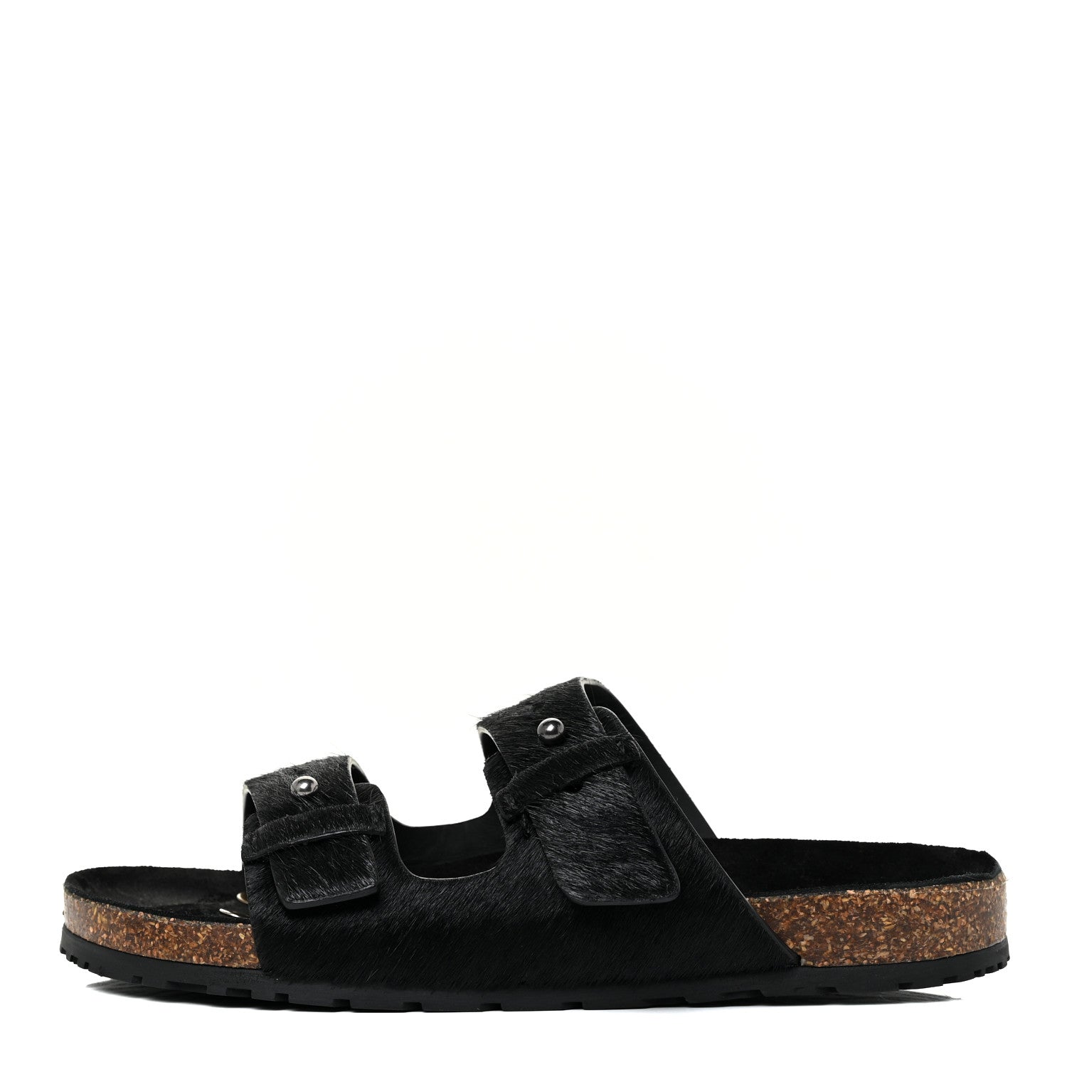 Saint Laurent Calf Hair Jimmy Cross Slides 38.5 Black 1 of 12