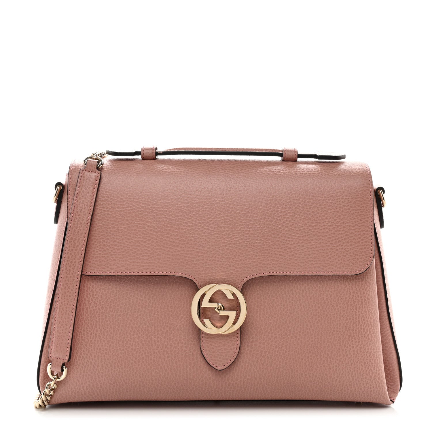 Gucci Dollar Calfskin Medium Interlocking G Top Handle Shoulder Bag Soft Pink 1 of 11