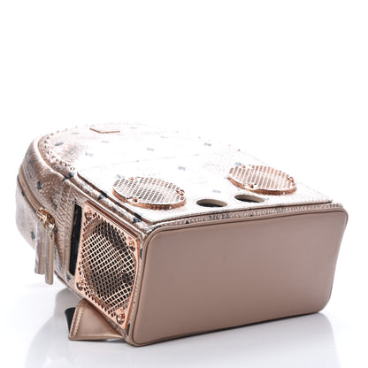 MCM Metallic X Wizpak Visetos Studded Sound System Speaker Backpack Champagne Gold 3 of 12