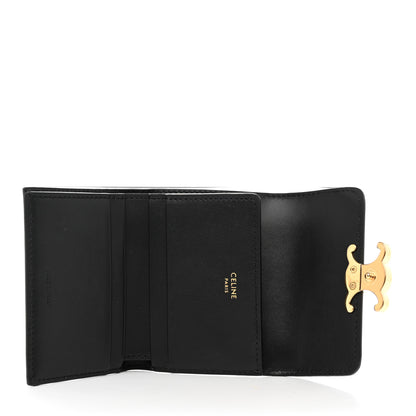 Celine Calfskin Compact Triomphe Wallet With Coin Purse Black 8 of 12