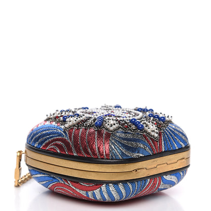 Gucci Brocade Pearl Beaded Sandy Flow Chain Clutch Multicolor 3 of 10