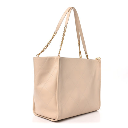 Chanel Caviar Stitched Pocket CC Large Tote Light Beige 3 of 11