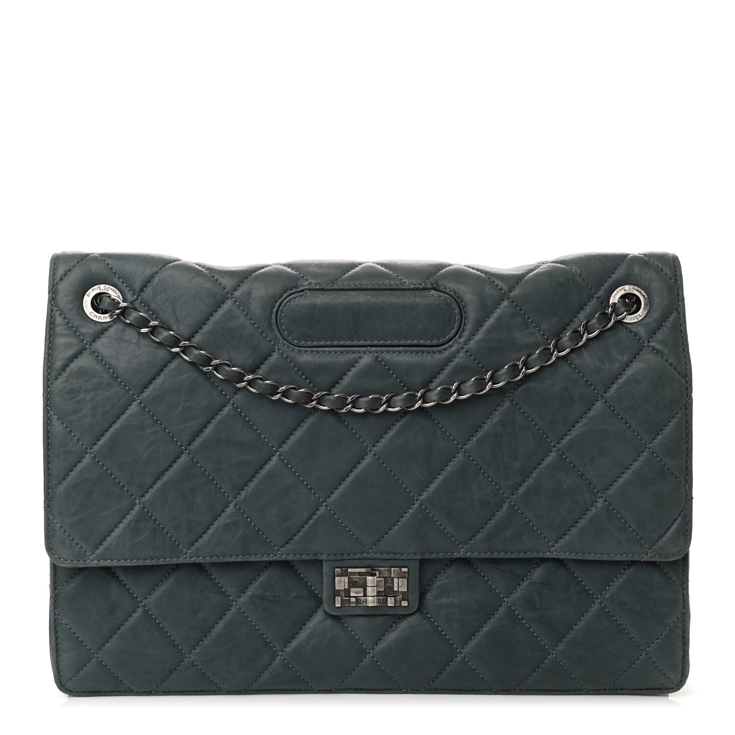 Chanel Washed Lambskin Quilted Maxi Take Away Flap Turquoise 1 of 11