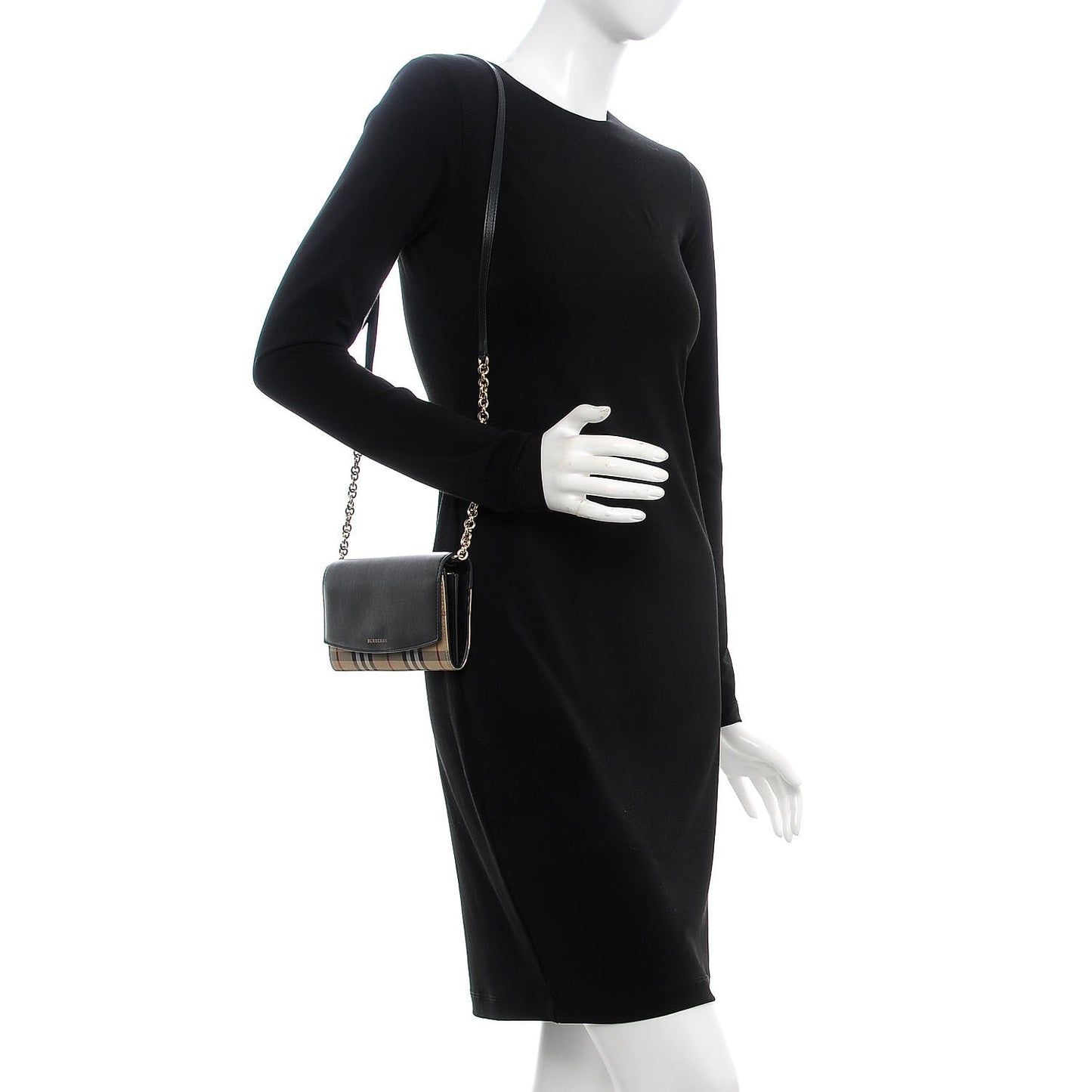 Calfskin House Check Henley Wallet On Chain Black