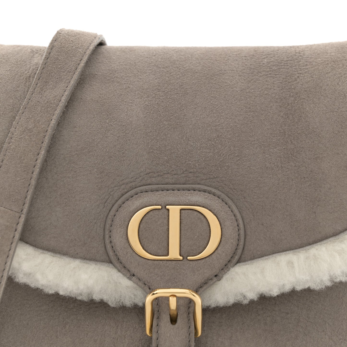 Suede Shearling Medium Bobby Flap Grey