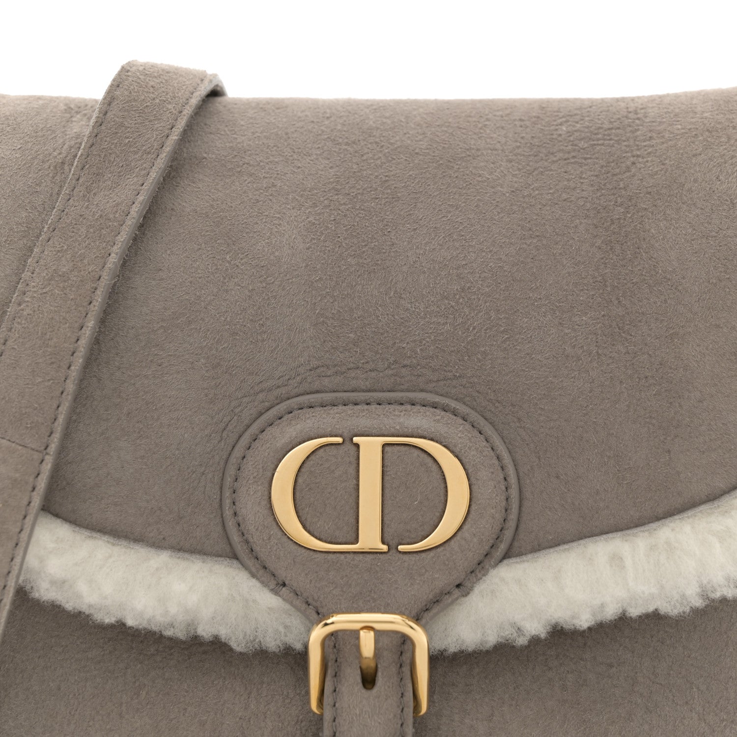 Christian Dior Suede Shearling Medium Bobby Flap Grey 8 of 11