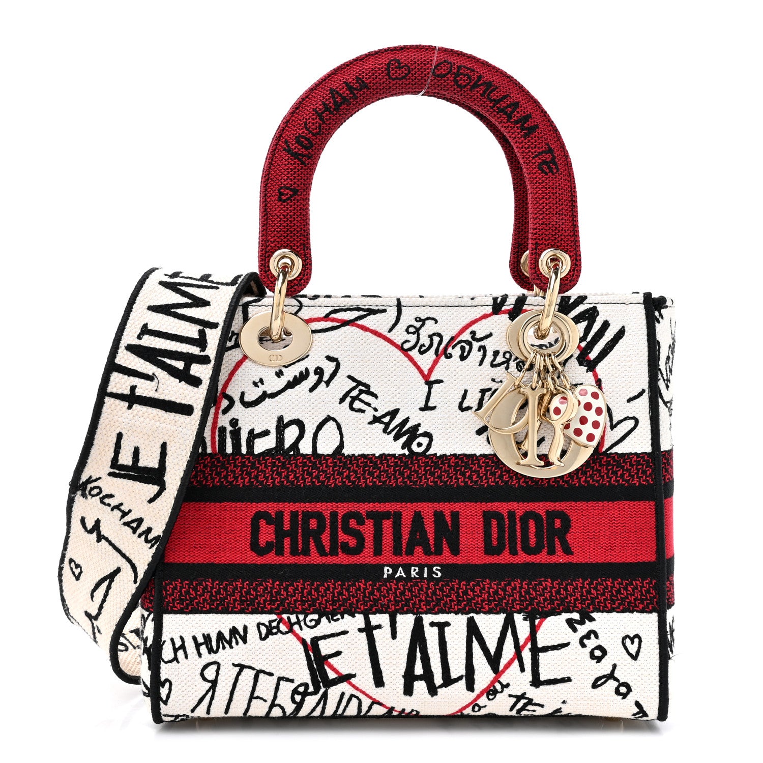 Christian Dior Canvas Medium DiorAmour Graffiti Lady D-Lite Latte 1 of 11