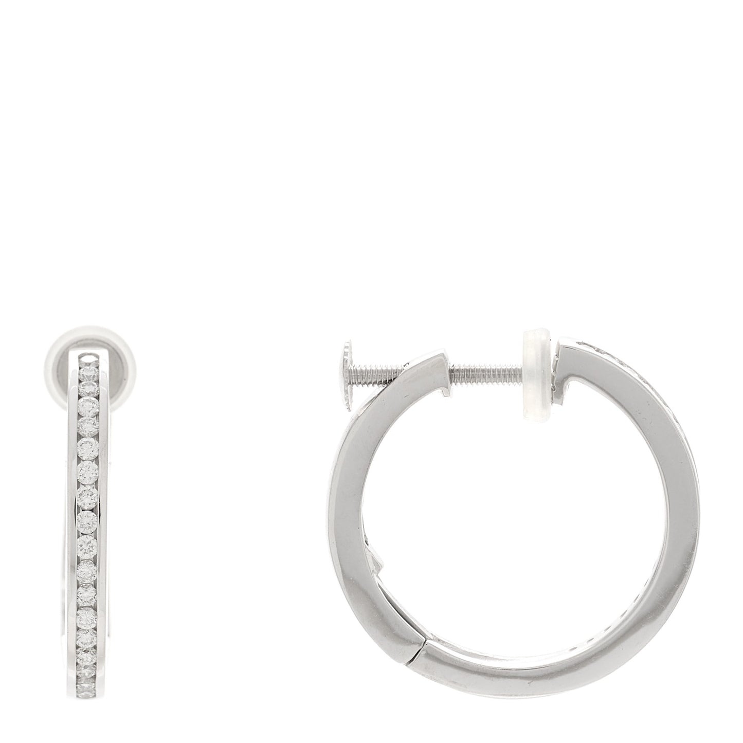 18K White Gold Diamond .40ctw Channel Set Hoop Earrings