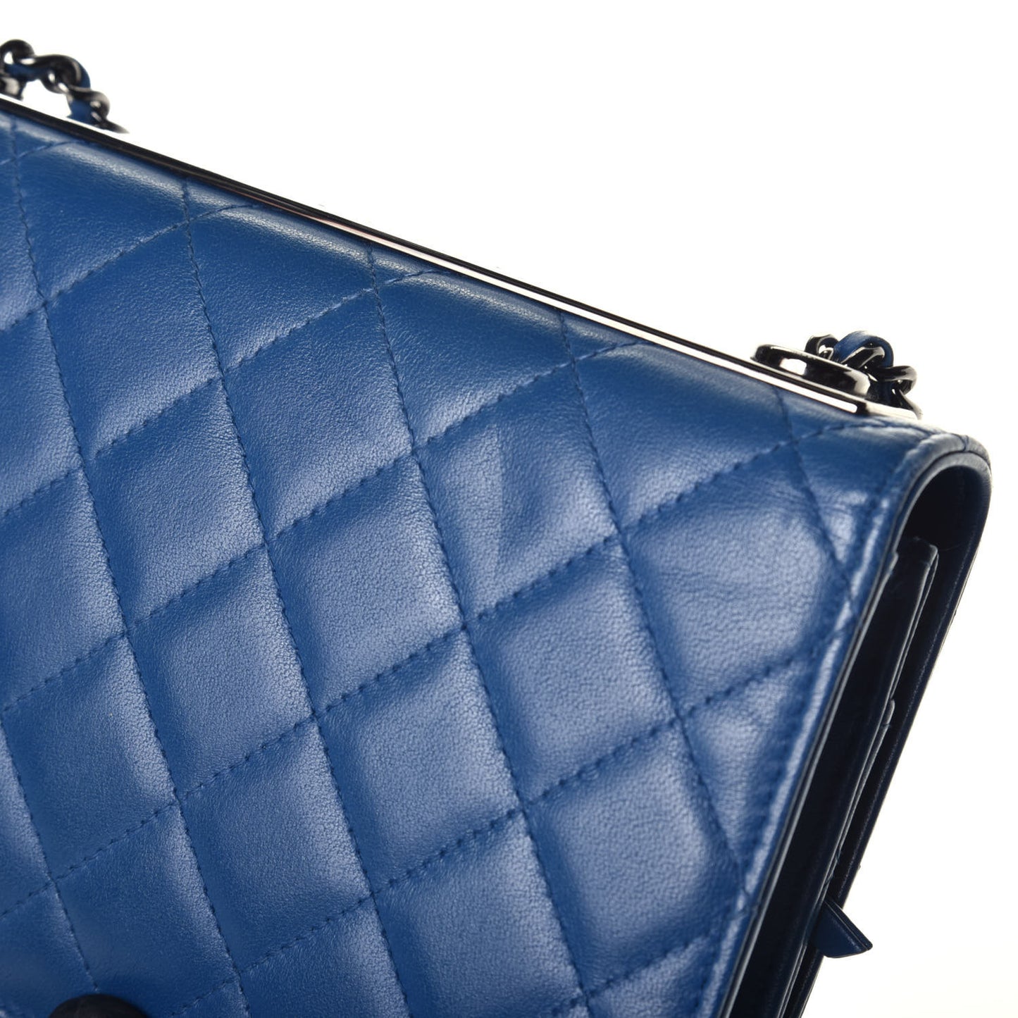 Lambskin Quilted Trendy CC Wallet On Chain WOC Blue