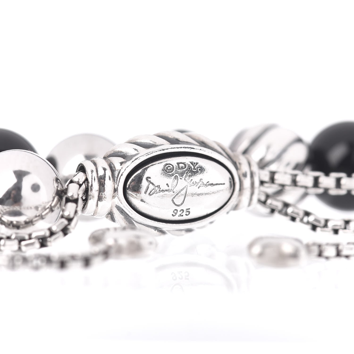 David Yurman Sterling Silver Black Onyx Hematite 8mm Elements Bead Bracelet 4 of 4