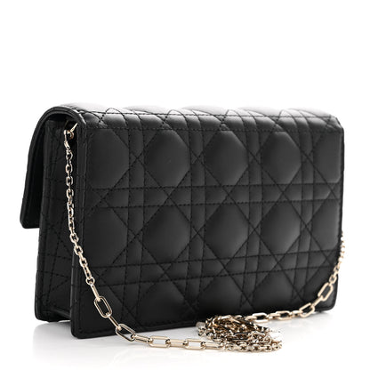 Christian Dior Lambskin Cannage Lady Dior Chain Pouch Black 3 of 9