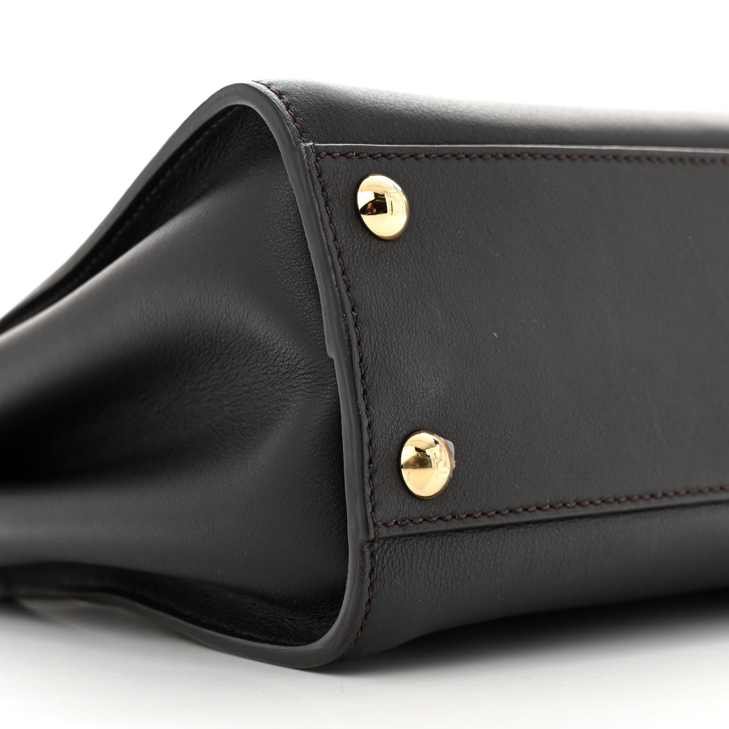 Fendi Vitello Seta Nabuk Pequin Mini Peekaboo Iconic Satchel Ebano Tobacco Moro 9 of 14
