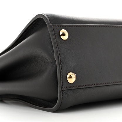 Fendi Vitello Seta Nabuk Pequin Mini Peekaboo Iconic Satchel Ebano Tobacco Moro 9 of 14