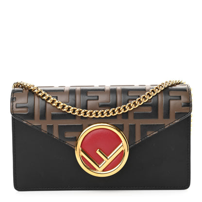 Fendi Vitello Liberty F is Fendi Bi-Color FF 1974 Embossed Envelope Belt Bag Maya Black 1 of 9