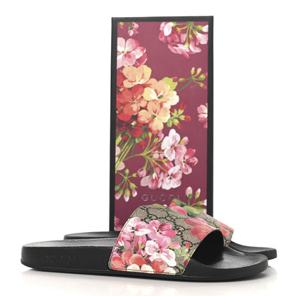 Gucci GG Supreme Monogram Blooms Slide Sandals 37 Beige Multicolor 8 of 8