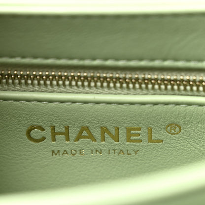 Chanel Lambskin Lacquered Quilted Mini Trendy CC Dual Handle Flap Bag Light Green 6 of 11