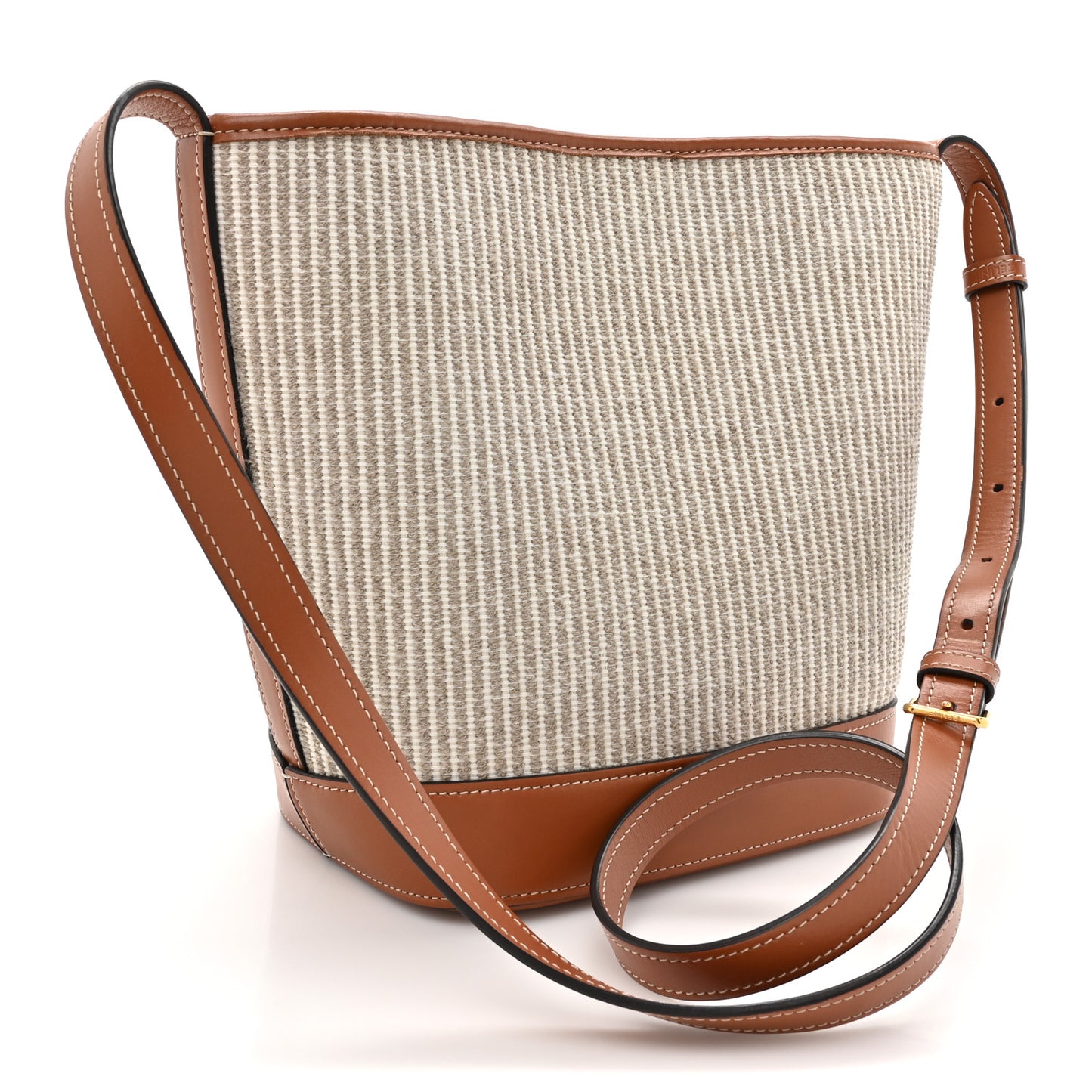 Canvas Calfskin Triomphe Small Bucket Bag Vanilla Tan