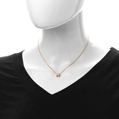 Hermes Lacquered Gold Mini Pop H Pendant Necklace Rose Dragee 2 of 7