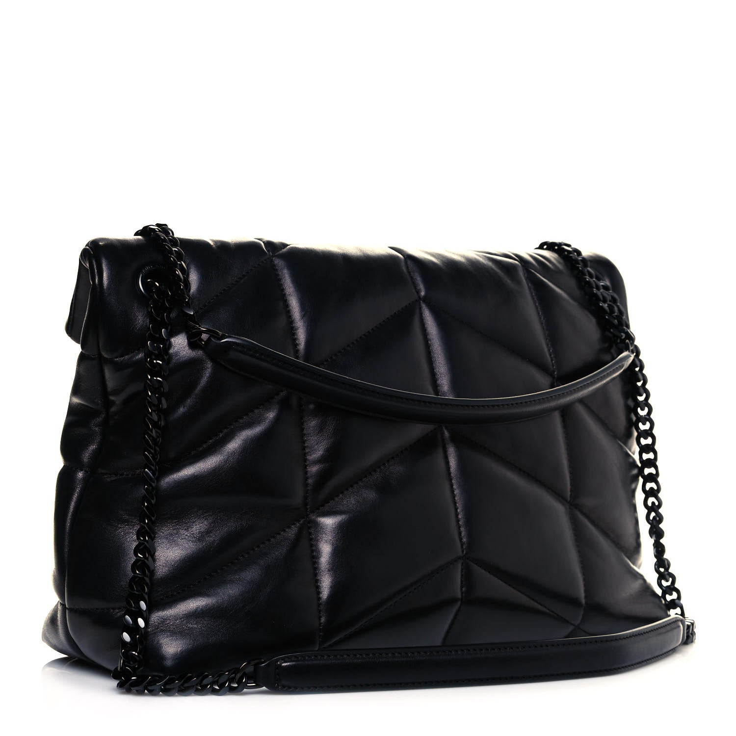 Saint Laurent Lambskin Quilted Medium Loulou Puffer Monogram Chain Satchel Black 3 of 10
