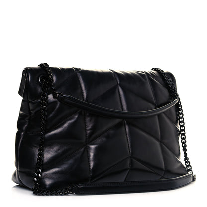 Saint Laurent Lambskin Quilted Medium Loulou Puffer Monogram Chain Satchel Black 3 of 10