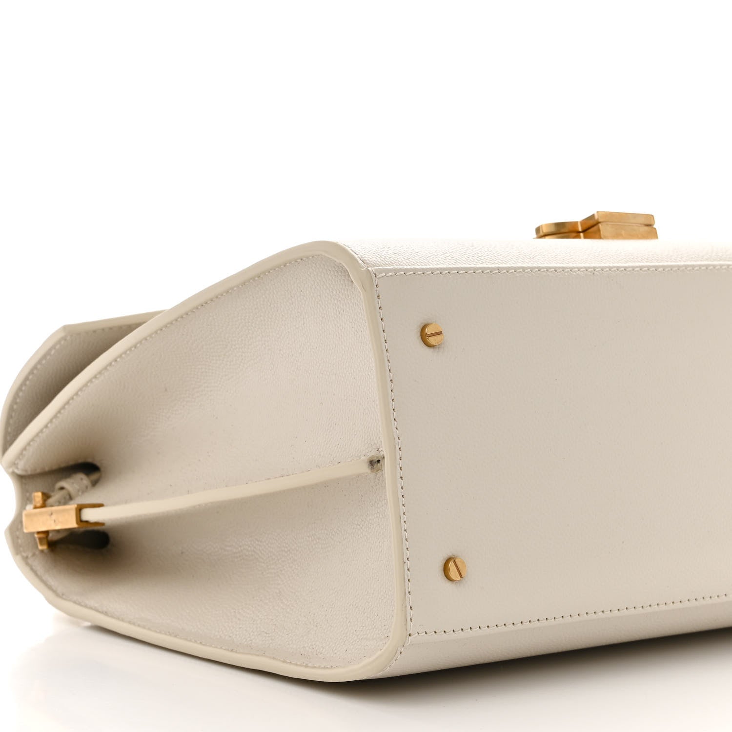 Saint Laurent Grain de Poudre Medium Classic Monogram Cassandra Top Handle Crema Soft Rouge Legion 8 of 10