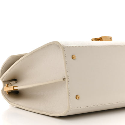 Saint Laurent Grain de Poudre Medium Classic Monogram Cassandra Top Handle Crema Soft Rouge Legion 8 of 10