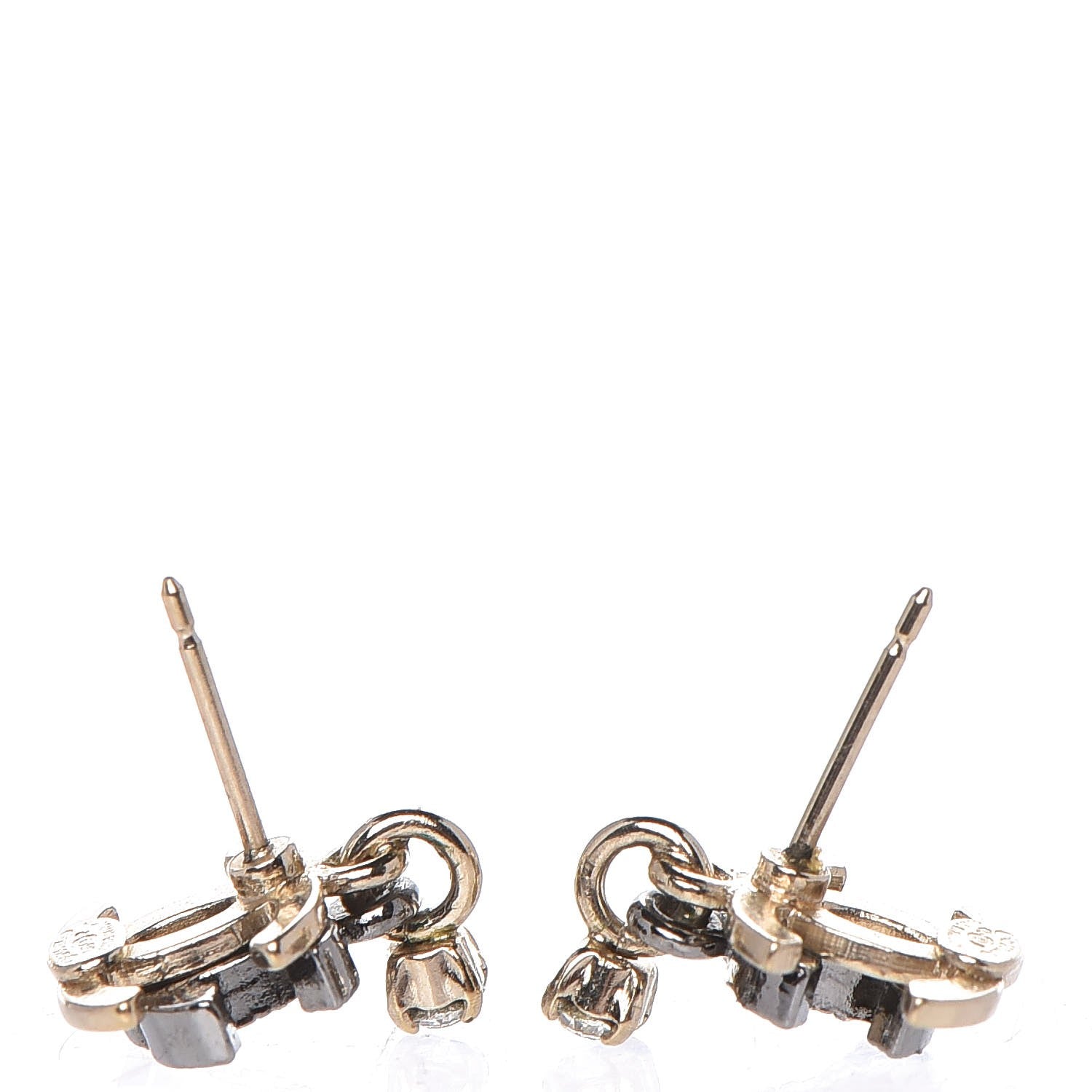 Chanel Ruthenium Crystal Double CC Earrings Gold 4 of 5