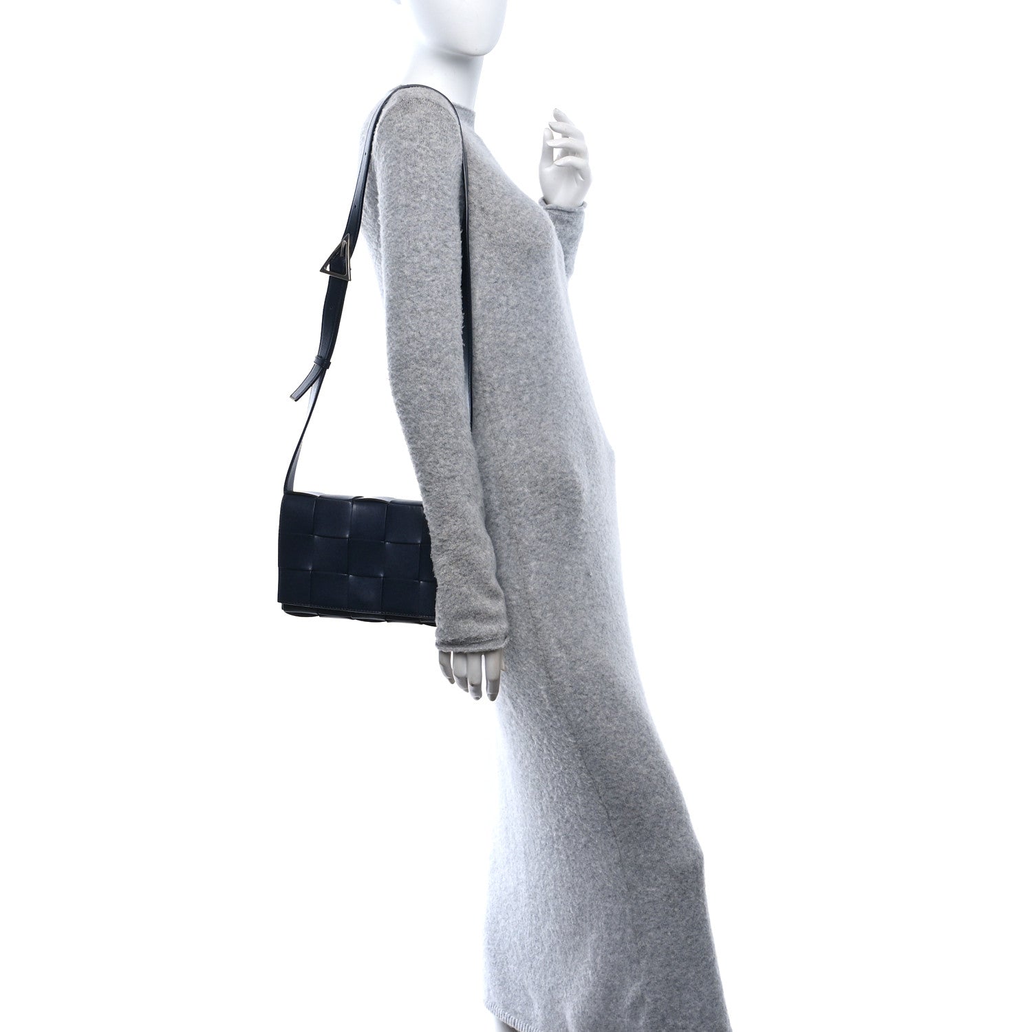 Bottega Veneta Lambskin Maxi Intreccio Small Cassette Crossbody Bag Navy Blue 2 of 9