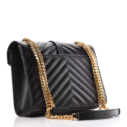 Saint Laurent Grain De Poudre Matelasse Chevron Medium Monogram Satchel Black 3 of 11