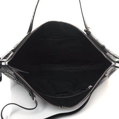 Saint Laurent Calfskin Crocodile Embossed Large Convertible ID Bag Black 5 of 10