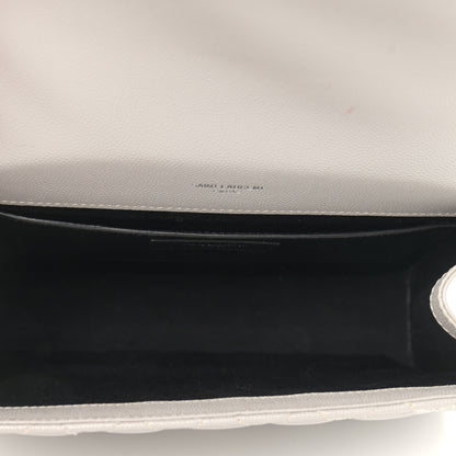 Saint Laurent Grain De Poudre Textured Mixed Matelasse Medium Triquilt Monogram Satchel Granite 5 of 18