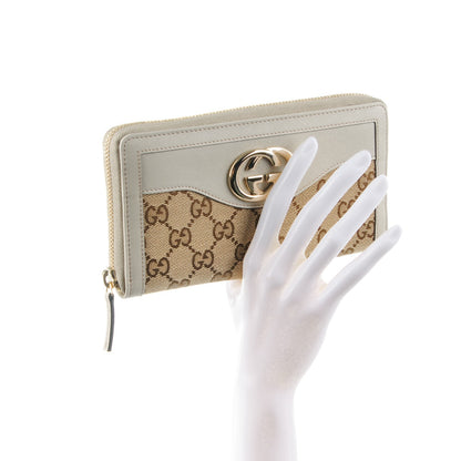 Gucci Monogram Margaux Calfskin Sukey Zip Around Wallet Beige Ebony Mystic White 2 of 7