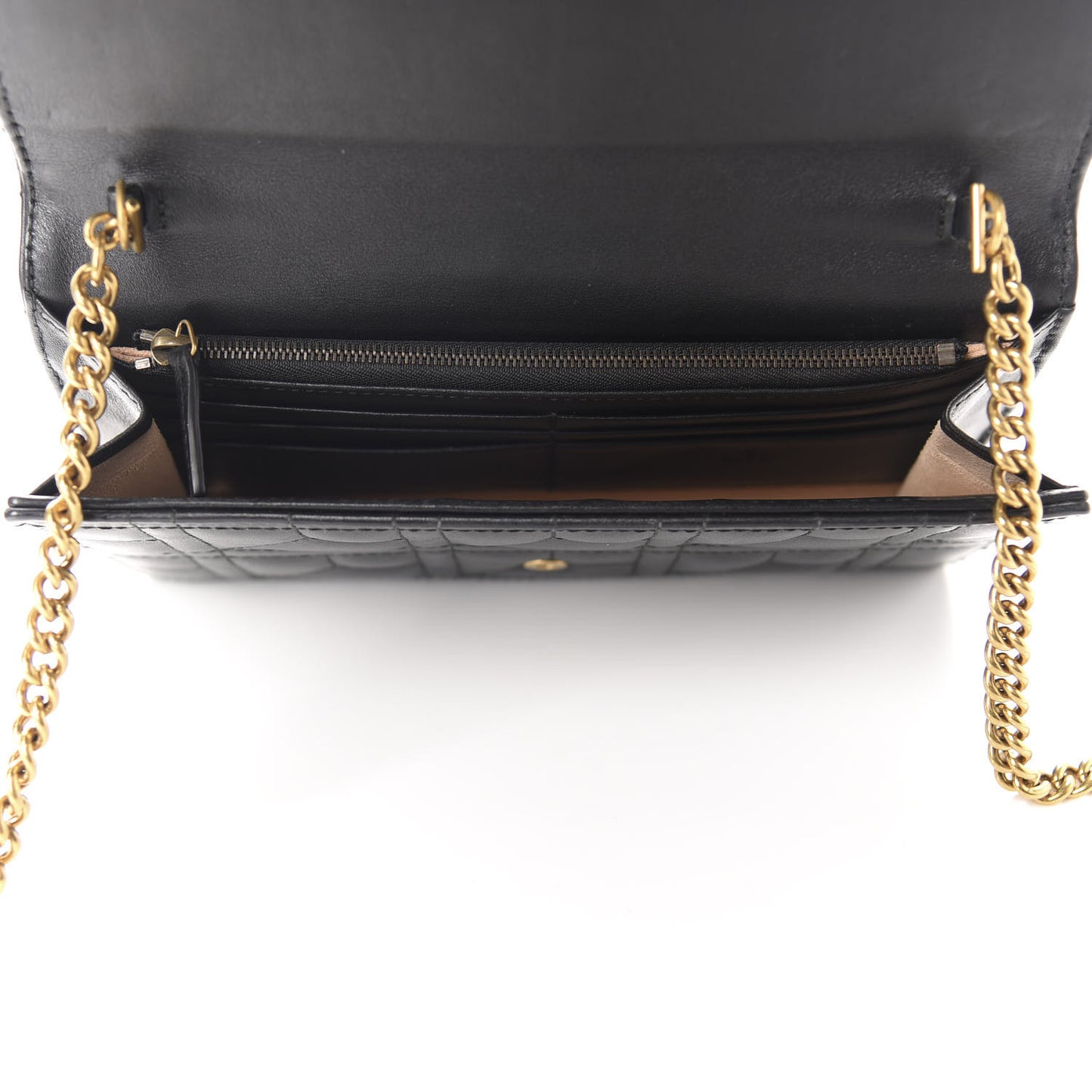 Calfskin Matelasse Mini Pearly GG Marmont Chain Wallet Black