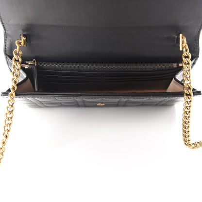 Gucci Calfskin Matelasse Mini Pearly GG Marmont Chain Wallet Black 5 of 11