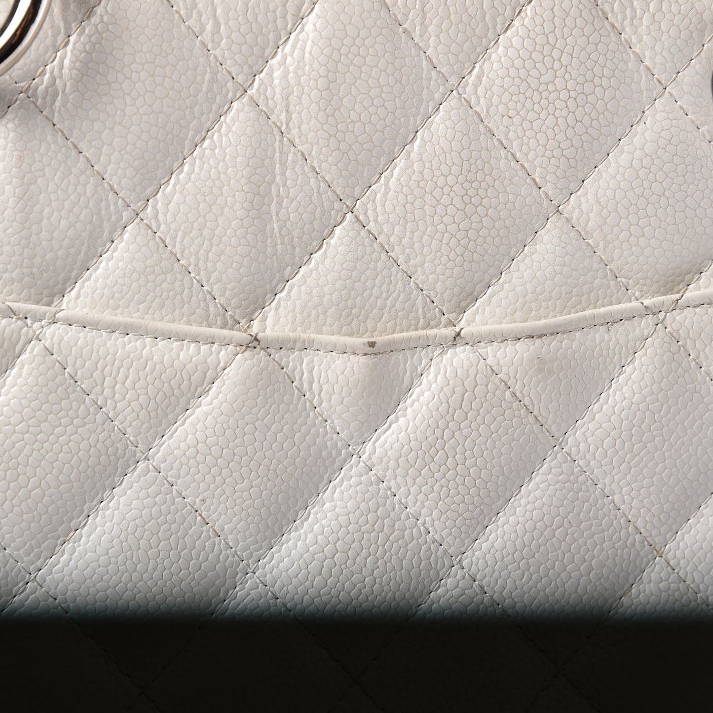 Caviar Quilted Grand Shopping Tote GST White
