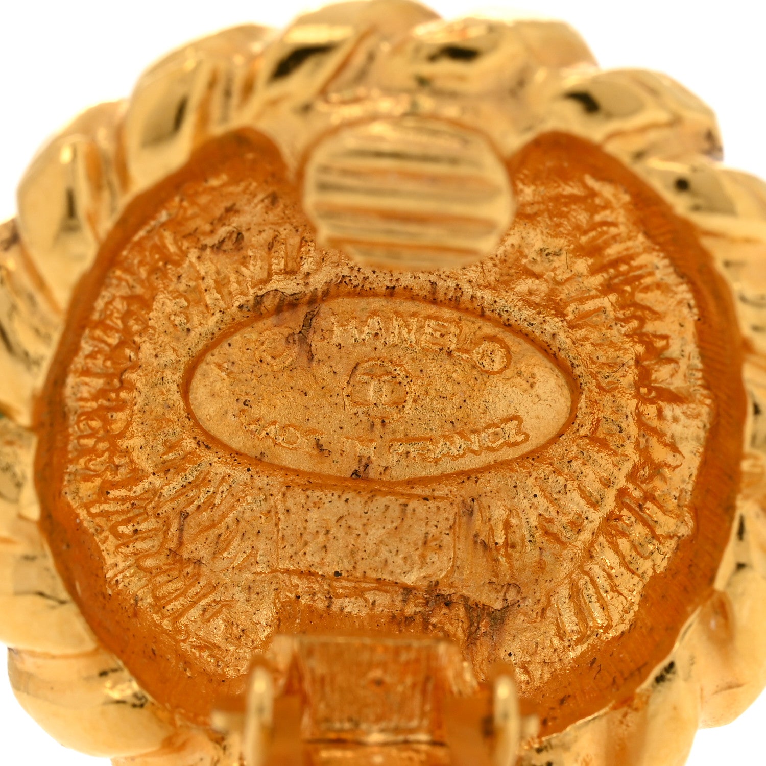 Chanel Metal Round CC Clip On Earrings Gold 4 of 4