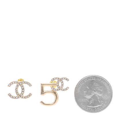 Chanel Crystal CC No 5 Earrings Gold 2 of 4