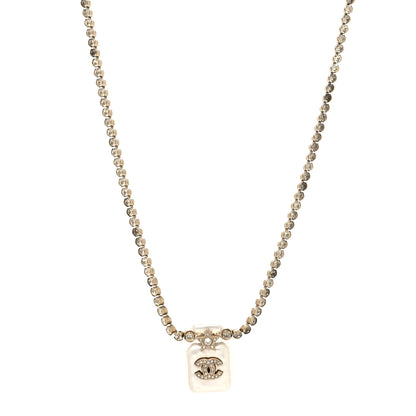 Chanel Pearl Resin Crystal CC Perfume Bottle Necklace Gold Pearly White 1 of 5