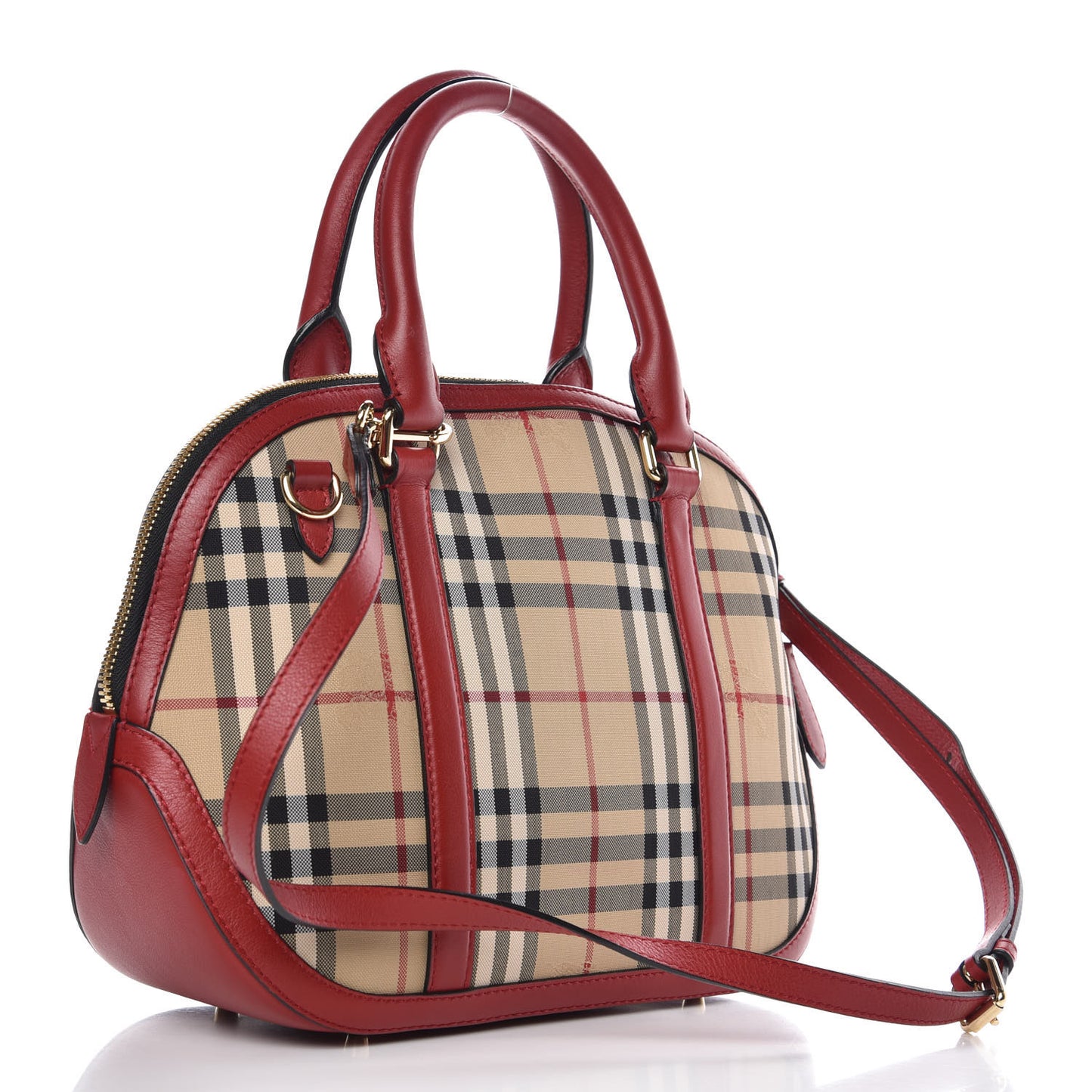 Horseferry Check Small Orchard Bowling Bag Honey Parade Red