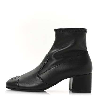 Chanel Stretch Lambskin Cap Toe CC Short Boots 38 Black 1 of 8