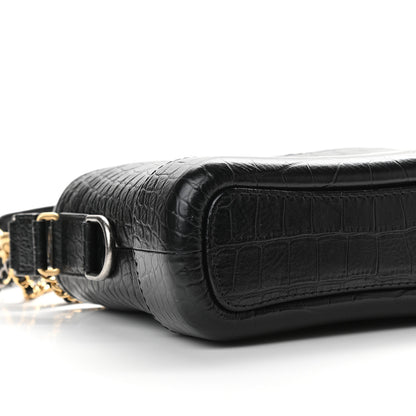 Chanel Calfskin Crocodile Embossed Small Gabrielle Cocodile Hobo Black 8 of 9