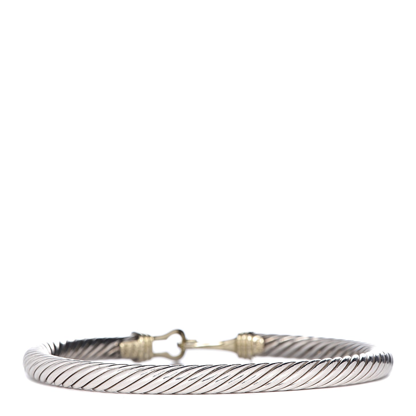 Sterling Silver 14K Yellow Gold 5mm Cable Classic Buckle Bracelet