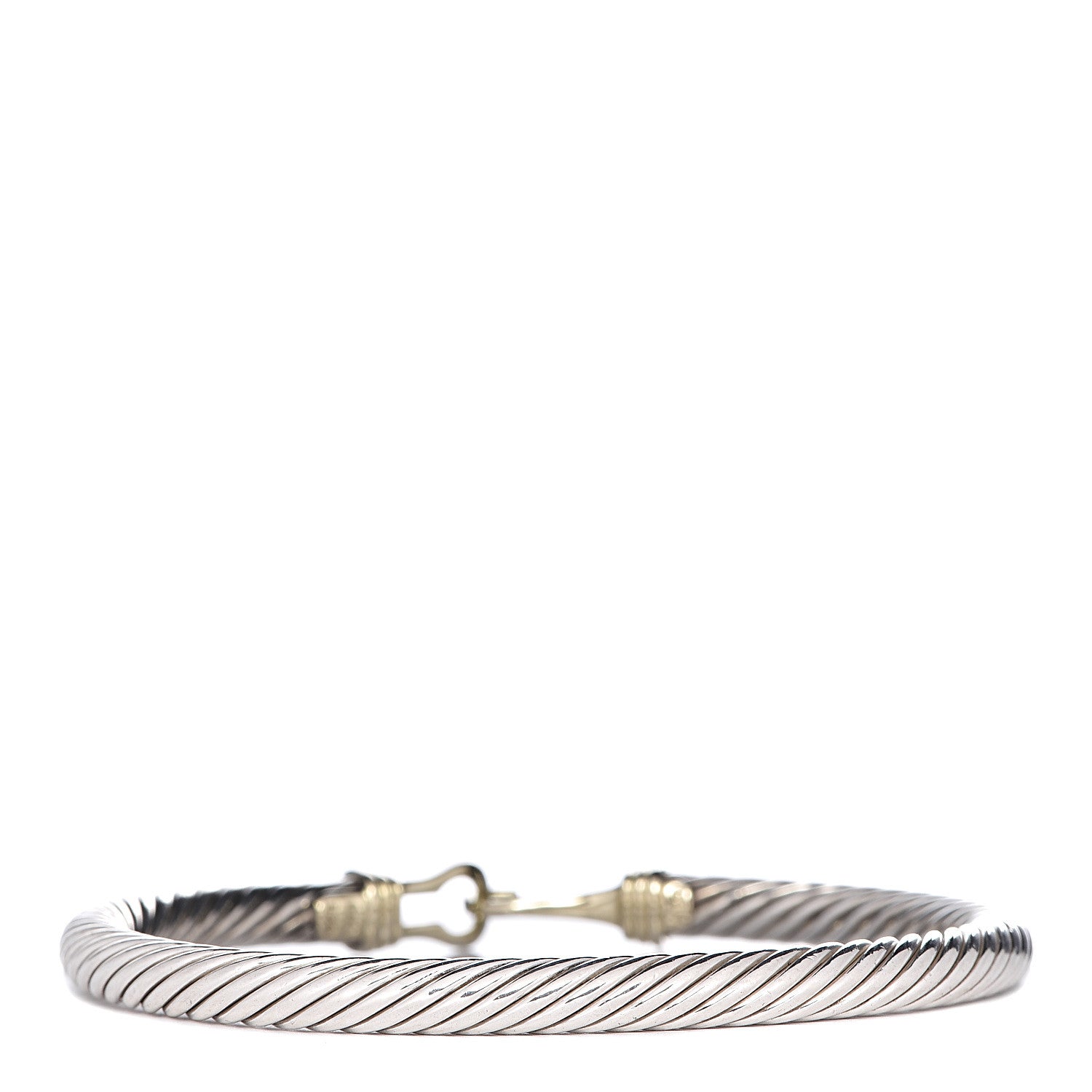 David Yurman Sterling Silver 14K Yellow Gold 5mm Cable Classic Buckle Bracelet 3 of 5