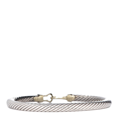 David Yurman Sterling Silver 14K Yellow Gold 5mm Cable Classic Buckle Bracelet 3 of 5
