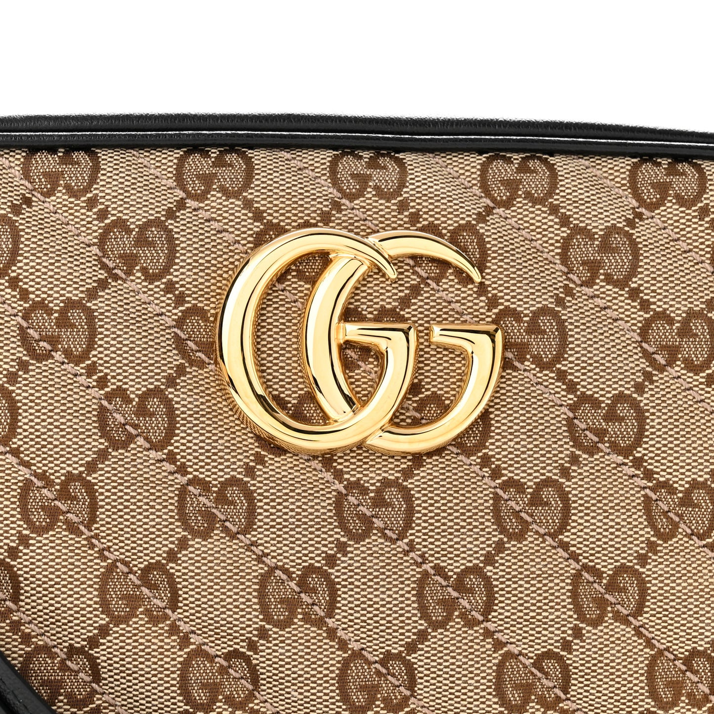 Monogram Matelasse Diagonal Small GG Marmont Chain Shoulder Bag Beige Black